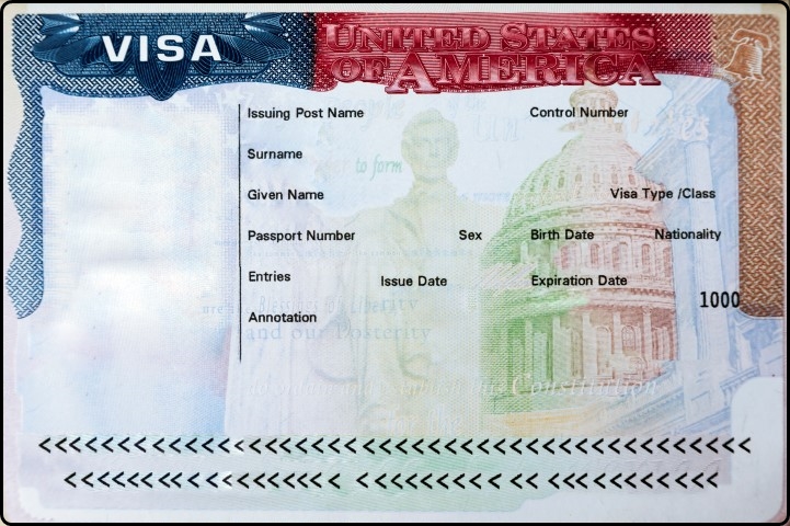 פני ויזה לארצות הברית כפי שתצורף לדרכון